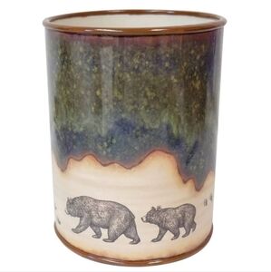 De Leon Collections Bear Country Ceramic Waste Basket Home Decor BNWT SO FINAL $